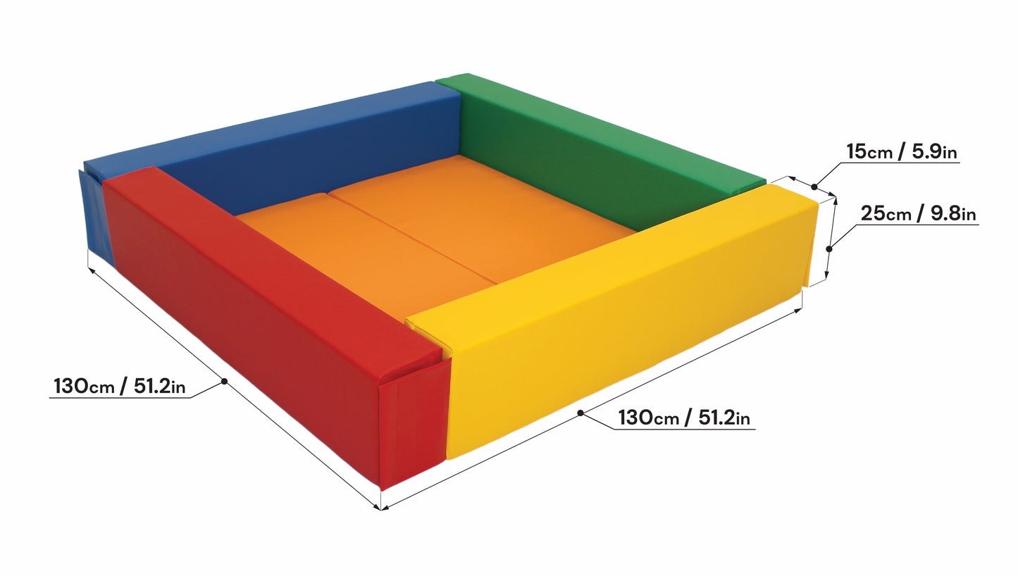 Soft Play Square Ball Pit, 130cm/4ft, Multi